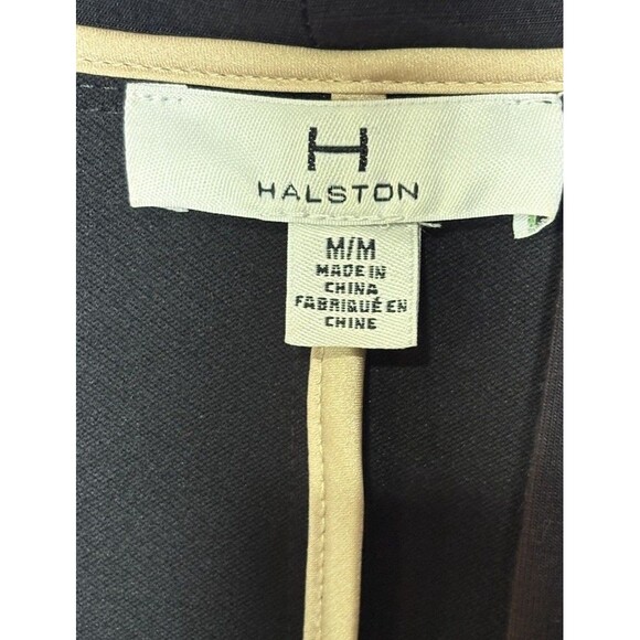 H Halston Open Front Blazer Jacket Women’s Size Medium Black Ivory Trim Office - Picture 7 of 10